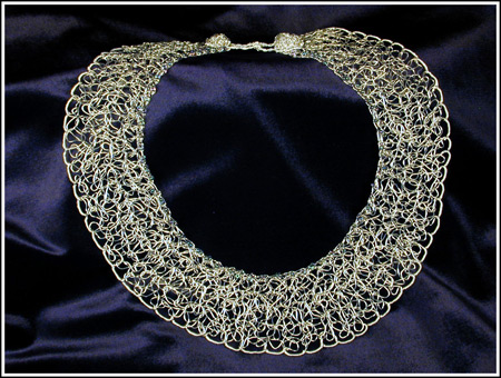 Crochet: fine silver, glass seed beads
