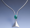 Fabricated: Sterling, PMC triangle, malachite