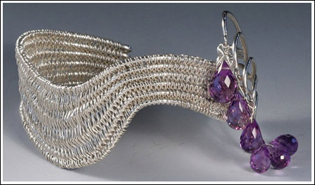 Sterling and fine silver with faceted amethyst briolettes